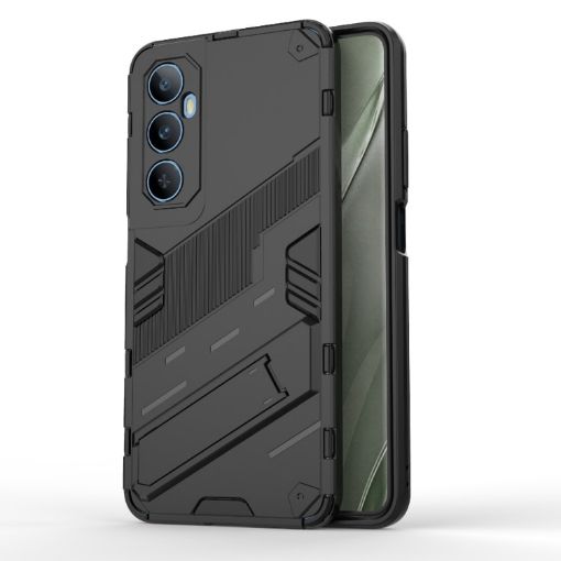 Realme C65 4G Global Punk Armor Phone Case with Holder (Black) - 1