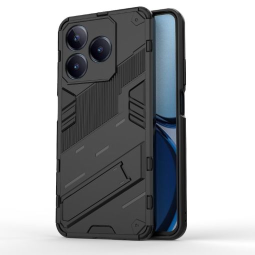 Realme C63 4G Global Punk Armor Phone Case with Holder - Black - 1