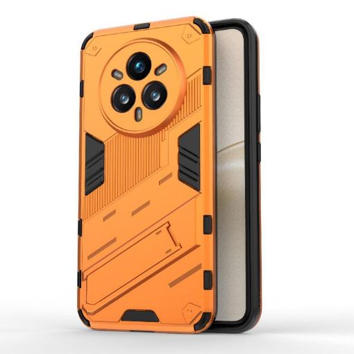 Realme 14 Pro+ 5G Punk Armor Phone Case with Holder - Orange - 1