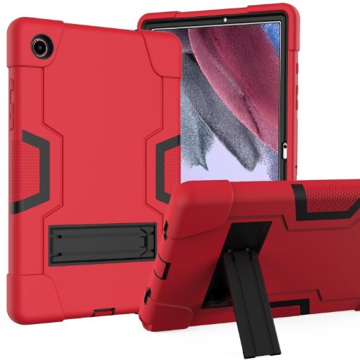 Samsung Galaxy Tab A8 Red Black Robot Silicone Hybrid Case with Holder - 1