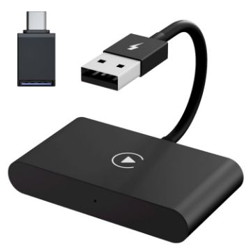 USB & USB-C Wired to Wireless CarPlay Adapter for iPhone - Black - 1