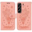Tecno Camon 40 Pink Butterfly Rose Embossed Leather Phone Case - 1