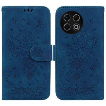Tecno Spark 30 Pro Blue Butterfly Rose Embossed Leather Phone Case - 1