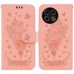 Tecno Spark 30 Pro Pink Butterfly Rose Embossed Leather Phone Case - 1