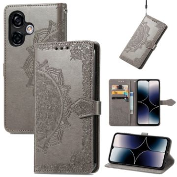Ulefone Note 16 Pro Grey Mandala Flower Embossed Leather Case - 1