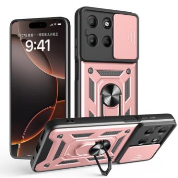 Moto G15 Rose Gold Phone Case with Sliding Camera Cover TPU+PC - 1