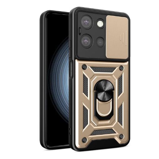 Moto G 2025 Gold Case: Sliding Camera Cover TPU+PC Design - 1