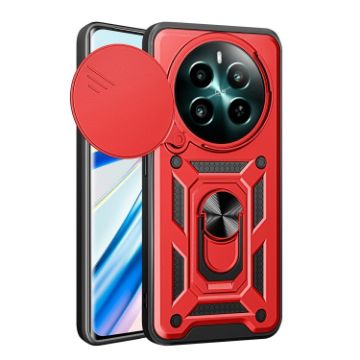 Realme 12+ 5G Red TPU Hybrid PC Case with Sliding Camera Cover - 1