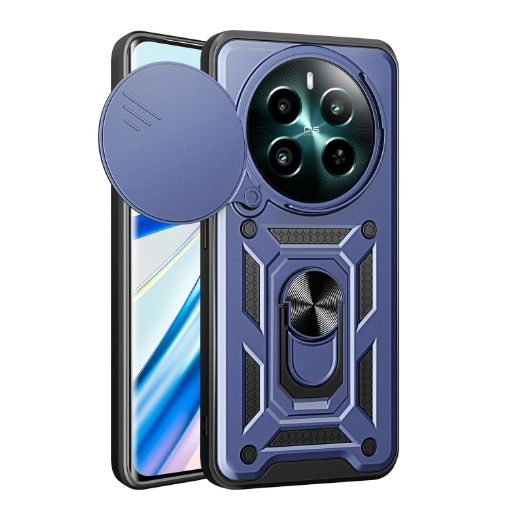 Realme 12+ 5G Blue TPU Hybrid PC Case with Sliding Camera Cover - 1