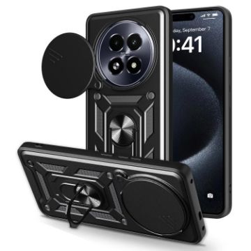 Realme 13+ 5G Black TPU Hybrid PC Case with Sliding Camera Cover - 1