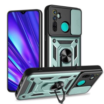 Realme 5 Pro Mint Green TPU Hybrid PC Case with Sliding Camera Cover - 1