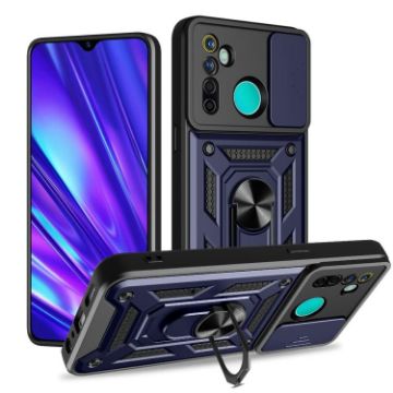 Realme 5 Pro Blue TPU Hybrid PC Case with Sliding Camera Cover - 1