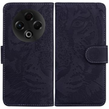 Tecno Spark 30 4G Flip Leather Case - Tiger Embossing Pattern (Black) - 1