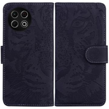 Tecno Spark 30 Pro Flip Leather Phone Case - Tiger Embossing (Black) - 1