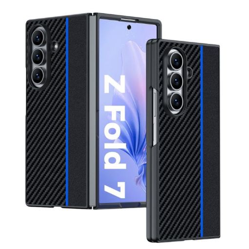 Samsung Galaxy Z Fold7 Ultra-thin Carbon Fiber Texture Case (Black Blue) - 1