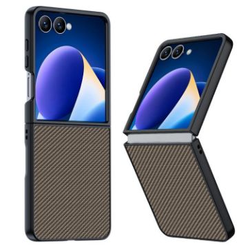 Samsung Galaxy Z Flip7 Ultra-thin Carbon Fiber Texture Case - Gold - 1