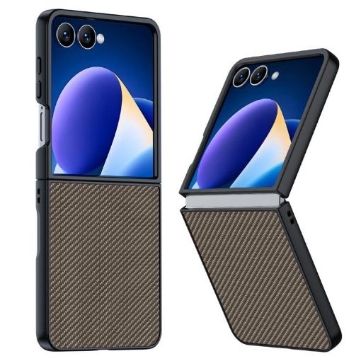 Samsung Galaxy Z Flip7 Ultra-thin Carbon Fiber Texture Case - Gold - 1