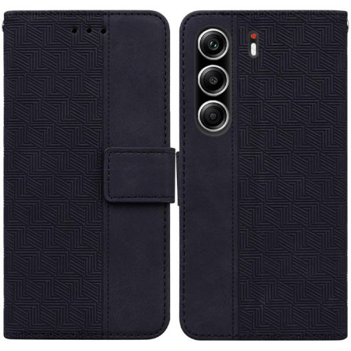 Tecno Camon 40 Pro 4G Black Geometric Embossed Leather Phone Case - 1