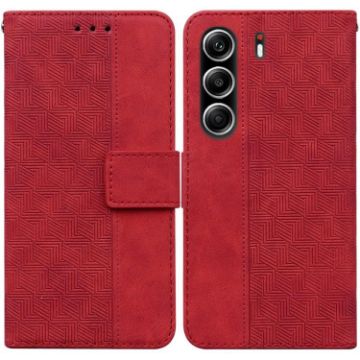 Tecno Camon 40 Pro 4G Red Geometric Embossed Leather Phone Case - 1