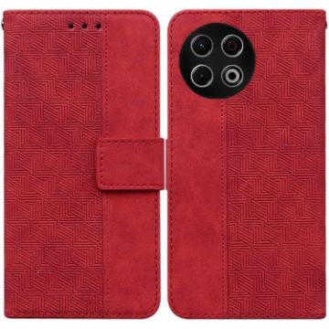 Tecno Spark 30 Pro Red Geometric Embossed Leather Phone Case - 1