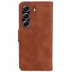 Tecno Camon 40 Pro 4G Brown Leather Flip Case - Skin Feel Pure Color - 3