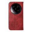 Xiaomi 14 Ultra Red Magnetic Leather Phone Case - Cubic Grid Calf Texture - 3