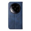 Xiaomi 14 Ultra Blue Magnetic Leather Phone Case - Calf Texture Cover - 3