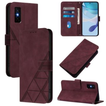 Infinix GT 30 Pro Wine Red 3D Embossed Flip Leather Crossbody Case - 1