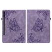 Samsung Galaxy Tab S9+ Purple Butterfly Flower Embossed Leather Case - 2