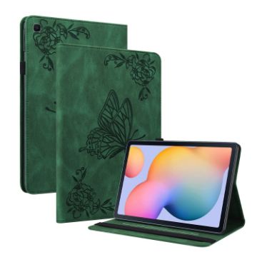 Samsung Galaxy Tab S5e T720/T725 Green Butterfly Flower Leather Case - 1