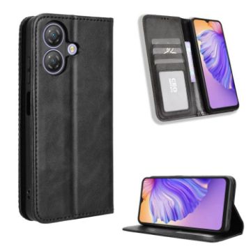Ulefone Note 21 Leather Phone Case - Magnetic Buckle, Retro Texture, Black - 1