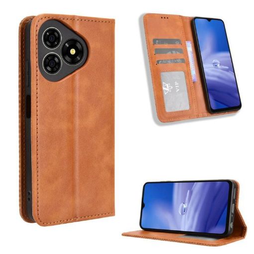 Ulefone Note 19 Brown Leather Phone Case with Magnetic Buckle Retro Texture - 1