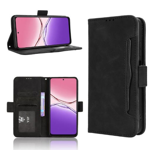 OPPO A5x Leather Phone Case Black - Calf Texture, Card Slots, 4G/5G Global - 1