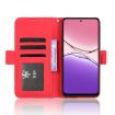 OPPO A5x 4G/5G Leather Phone Case Red - Card Slots, Calf Texture - 6