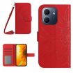 OPPO A5x 4G/5G Sun Flower Embossed Flip Leather Case with Lanyard Red - 1