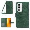 OPPO A5 5G Green Sun Flower Embossed Flip Leather Case with Lanyard - 1
