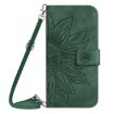 OPPO A5 5G Green Sun Flower Embossed Flip Leather Case with Lanyard - 2