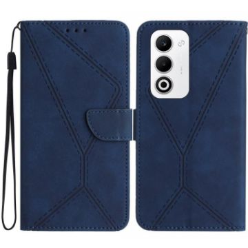 OPPO A5 5G Blue Embossed Leather Phone Case - Global Stitching - 1