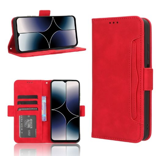 Ulefone Note 16 Pro Red Leather Phone Case with Card Slots - 1