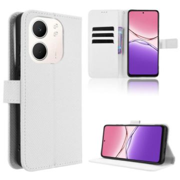 OPPO A5x 4G/5G Global Diamond Texture Leather Case - White - 1