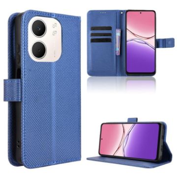 OPPO A5x 4G/5G Global Diamond Texture Leather Case - Blue - 1