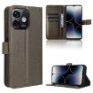 Ulefone Note 16 Pro Brown Leather Phone Case with Diamond Texture - 1