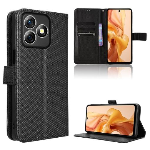 Ulefone Note 18 Ultra Black Leather Phone Case - Diamond Texture - 1