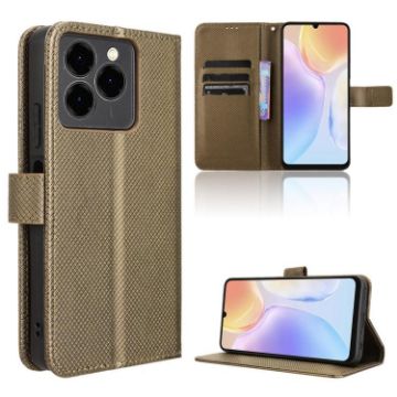 Ulefone Note 20 Pro Brown Leather Phone Case with Diamond Texture - 1