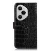 For Honor 400 Pro Global Crocodile Cowhide Leather Phone Case Black - 3
