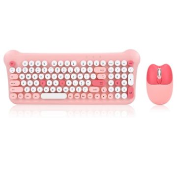 QW05 Pink Mixed Color 2.4G Wireless Keyboard Mouse Set Portable - 1
