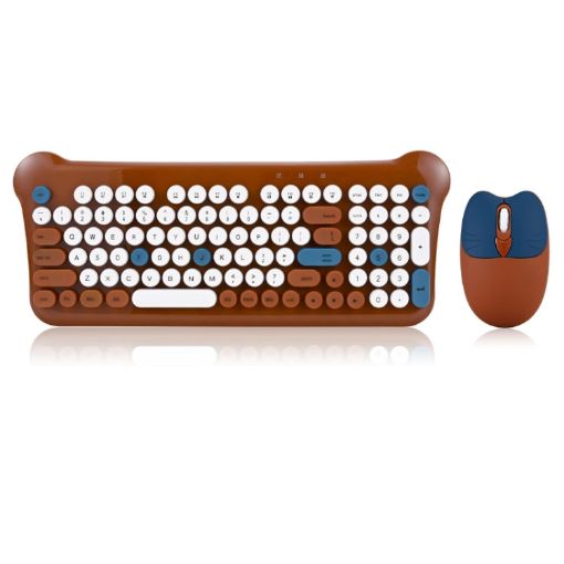 QW05 Mixed Color 2.4G Wireless Keyboard Mouse Set - Brown Portable - 1