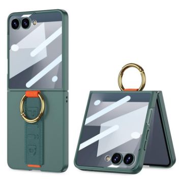 Samsung Galaxy Z Flip7 5G Shockproof Case with Ring Strap - Green - 1