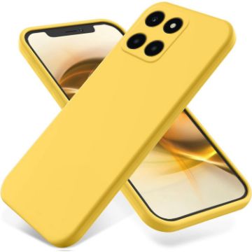 For Honor X6a Yellow Liquid Silicone Dropproof Phone Case Full Coverage - 1
