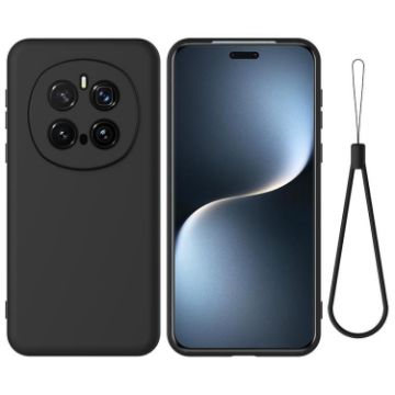For Honor Magic7 Pro Black Liquid Silicone Dropproof Phone Case - 1